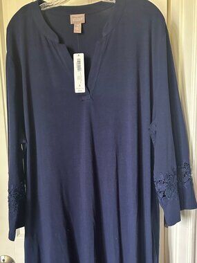 NWT GORGEOUS CHICO'S SIZE 4 (20-22) BLUE TSHIRT DRESS W/ CUTOUTS.
